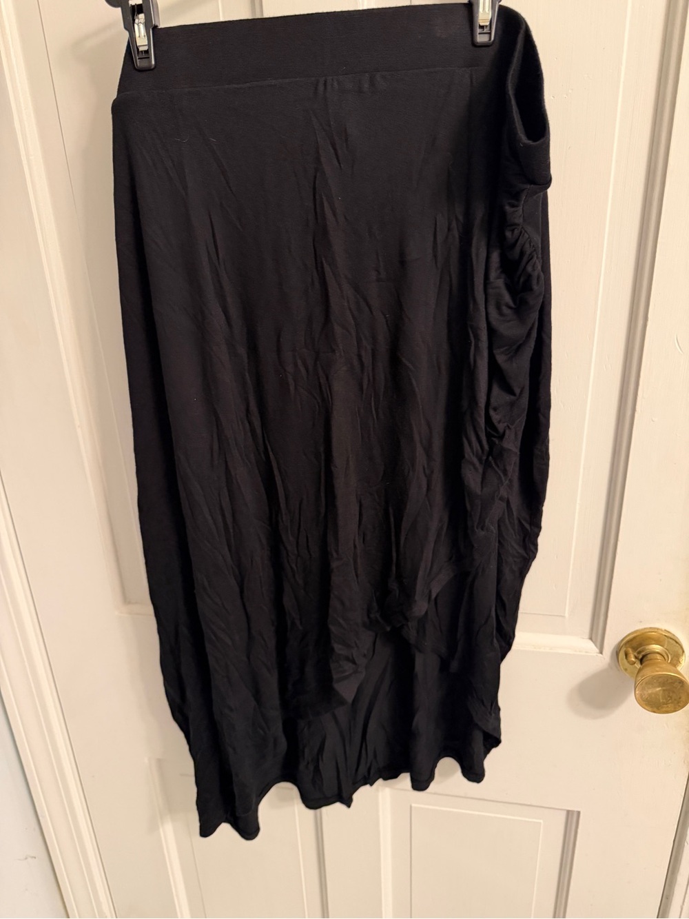 Lane Bryant Black Asymmetrical Midi Skirt with Draped Side